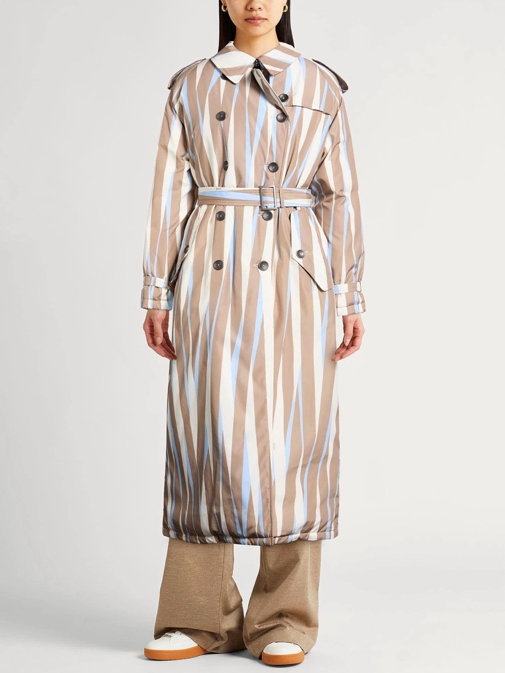 NWT Herno striped belted down trench coat puffer jacket US 6(oversize )fits M